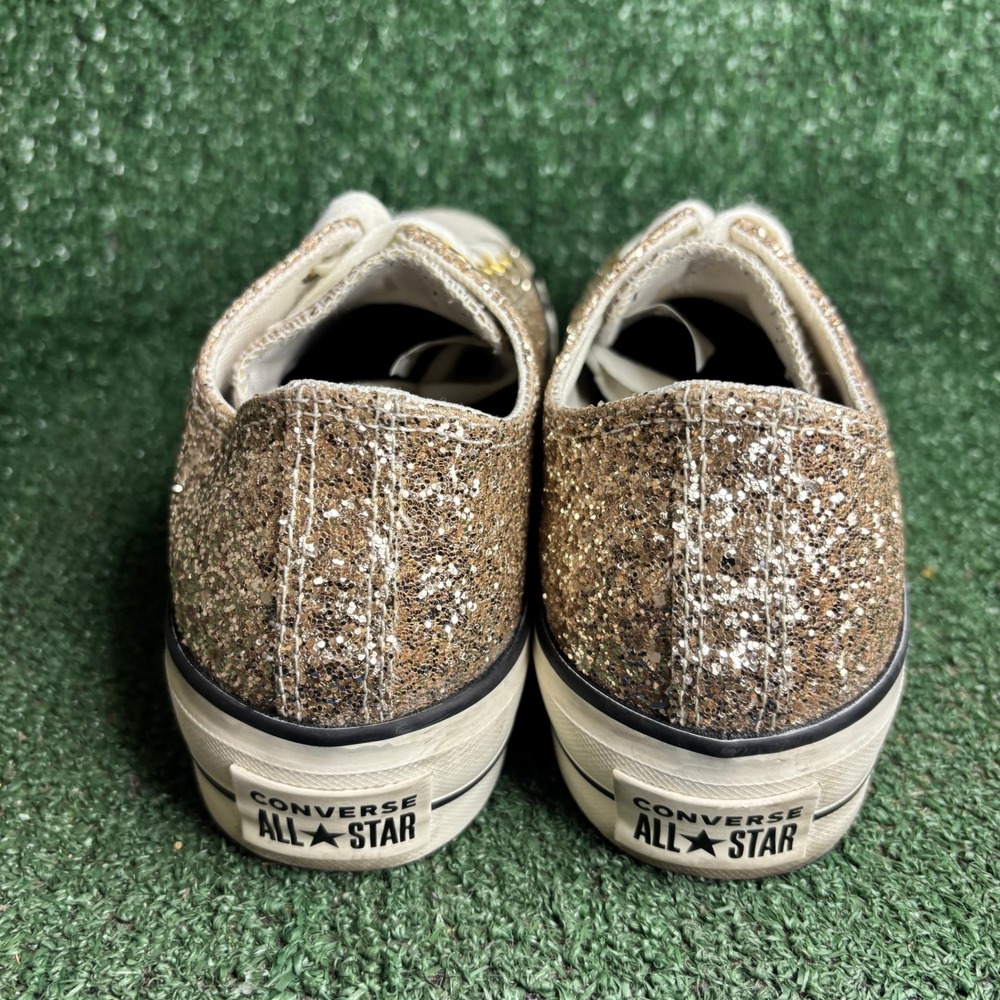 Converse Chuck Taylor All Star Lift Ox Glitter Sneaker Gold Mens 8.5 Womens 10.5 - Picture 4 of 9